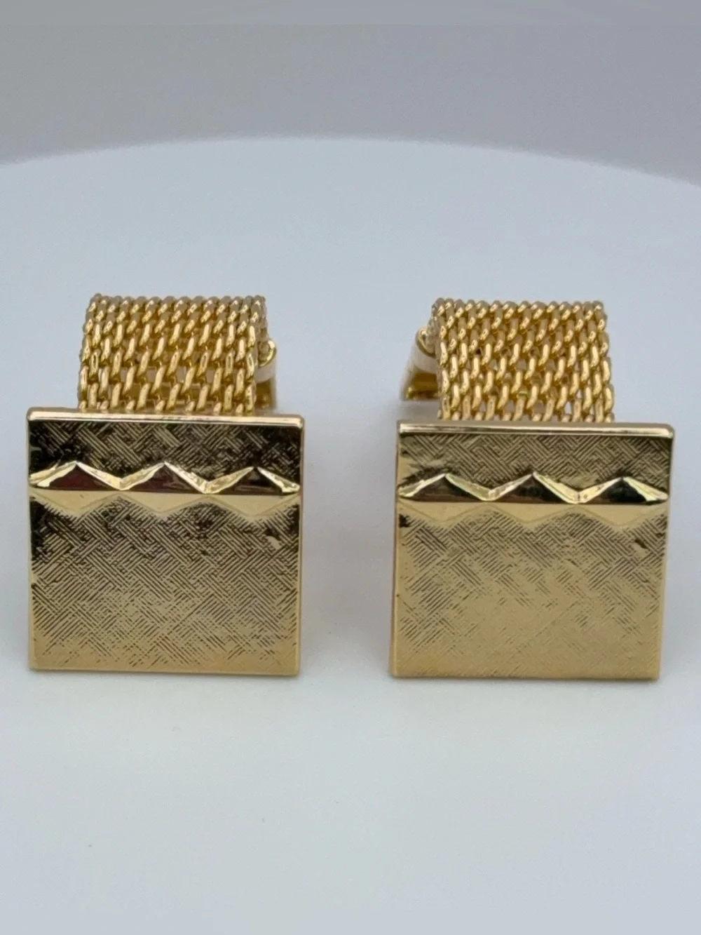 Textured Brushed Gold Tone Square Wrap Around Cufflinks